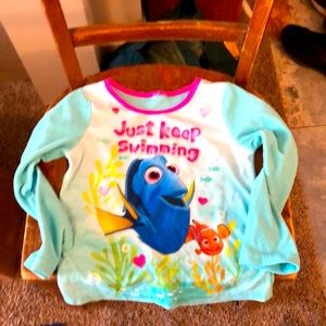 Girl’s Pajama Top, Dori, “Just Keep Swimming”, No Tags, Fleece, Disney, Size 4